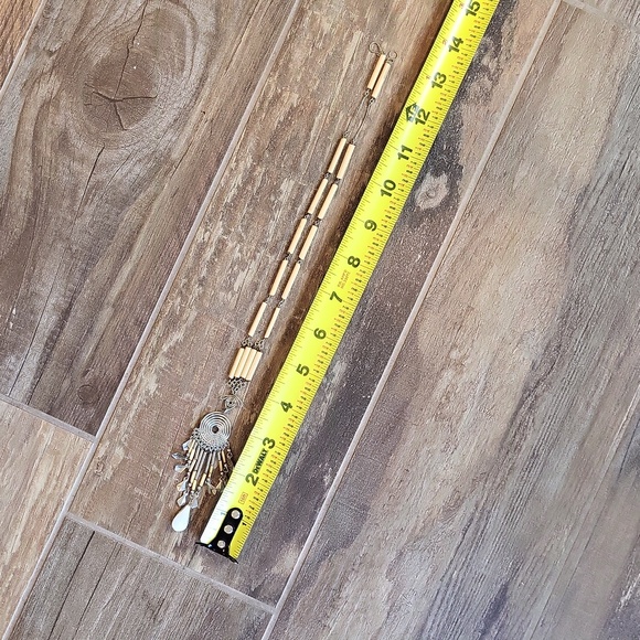 Peruvian Bamboo Tube Bead & Silver Tone Metal Work Jasper Stone Pendant Necklace - Picture 11 of 12